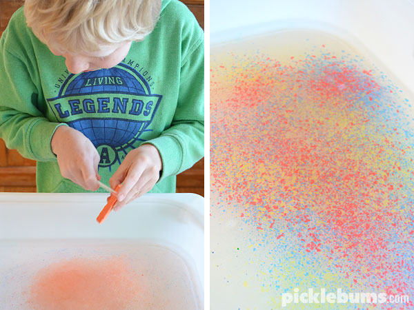 Floating Chalk Printing - an easy yet magical art activity