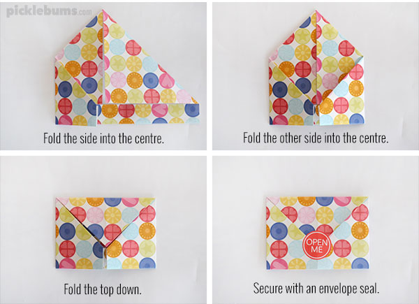Fold a piece of paper into an envelope - step by step instructions and a free printable 