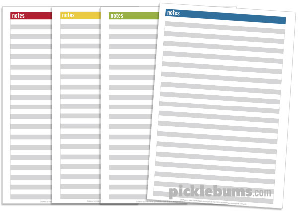 Free home organisation printables - note pages