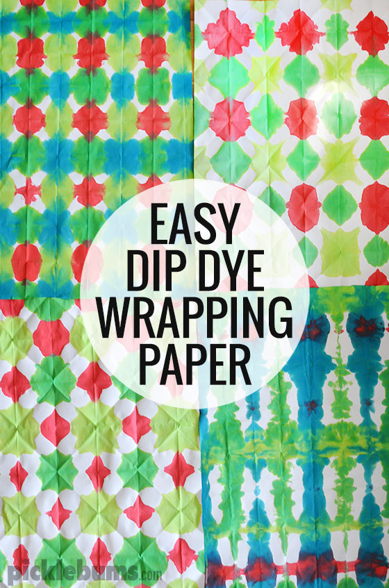 Dip dying is a super easy, super fun art technique and it makes the most awesome homemade wrapping paper! 