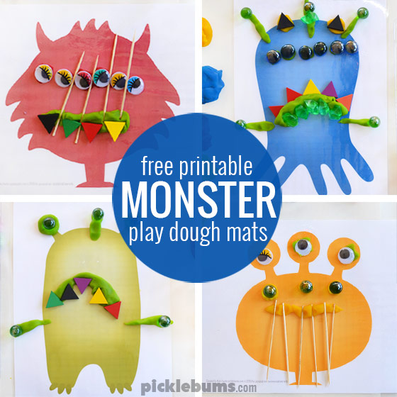 Free printable monster play dough mats