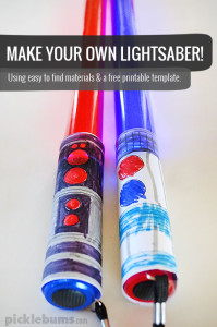Make your own lightsaber using easy to find materials and our free printable template