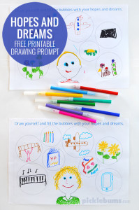 Hopes and Dreams - a free printable drawing prompt to record your hopes, dreams and wishes for the new year