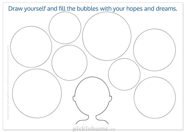 Hopes and Dreams - a free printable drawing prompt to record your hopes, dreams and wishes for the new year