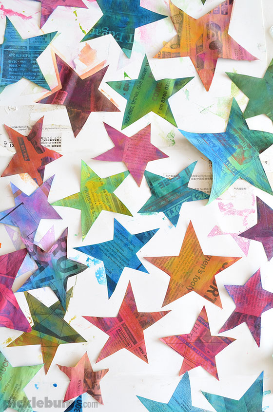 Recycle some old newspaper and make this simple painted star garland.