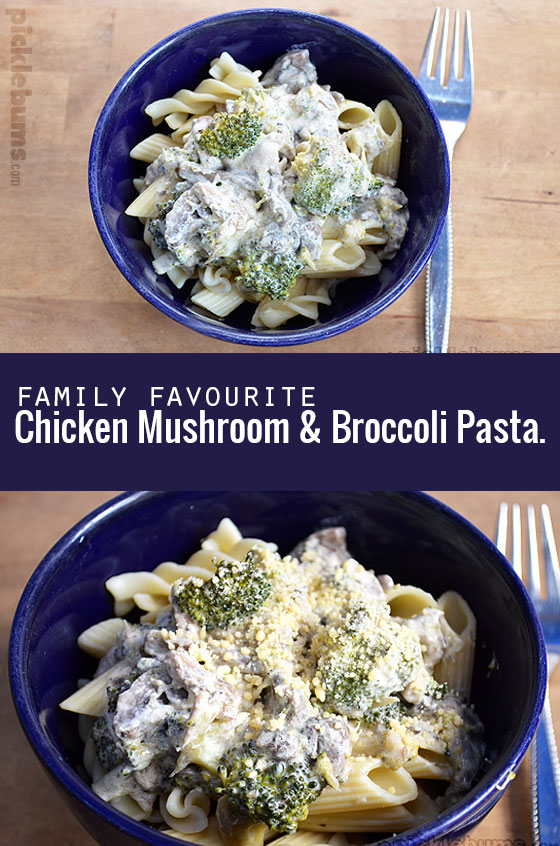 Chicken, mushroom and broccoli pasta - an easy family meal that the kids can help make