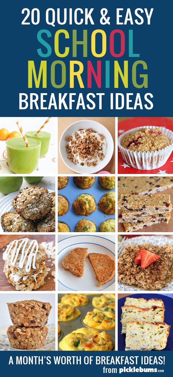 20 quick and easy school morning breakfast ideas - a month's worth of homemade, real food, breakfast ideas for busy school mornings.