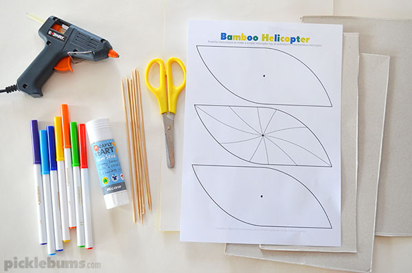 Make a paper and bamboo helicopter toy with these simple instructions and free printable