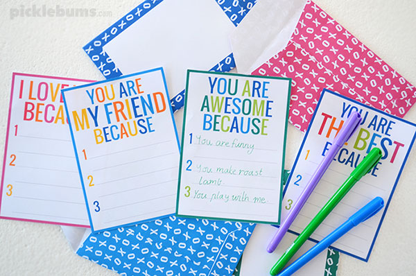 'Because' cards - free printable notecards and envelopes. 