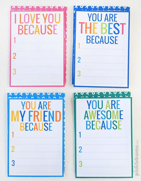 'Because' cards - free printable notecards and envelopes.