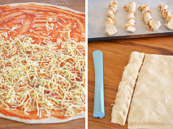 Homemade pizza twists - use this simple homemade pizza dough recipe to make these delicious pizza twist bread sticks