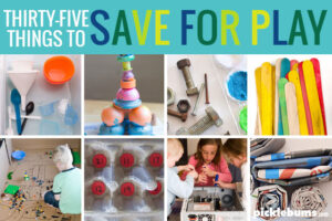 35 things to save for play - a huge list of items to reuse and recycle and loads of ideas for how to use them for art, crafts, play and learning.