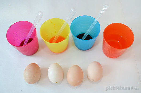 Super easy Easter activity - drip dyed Easter eggs