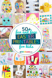 collage of free Easter printables for kids