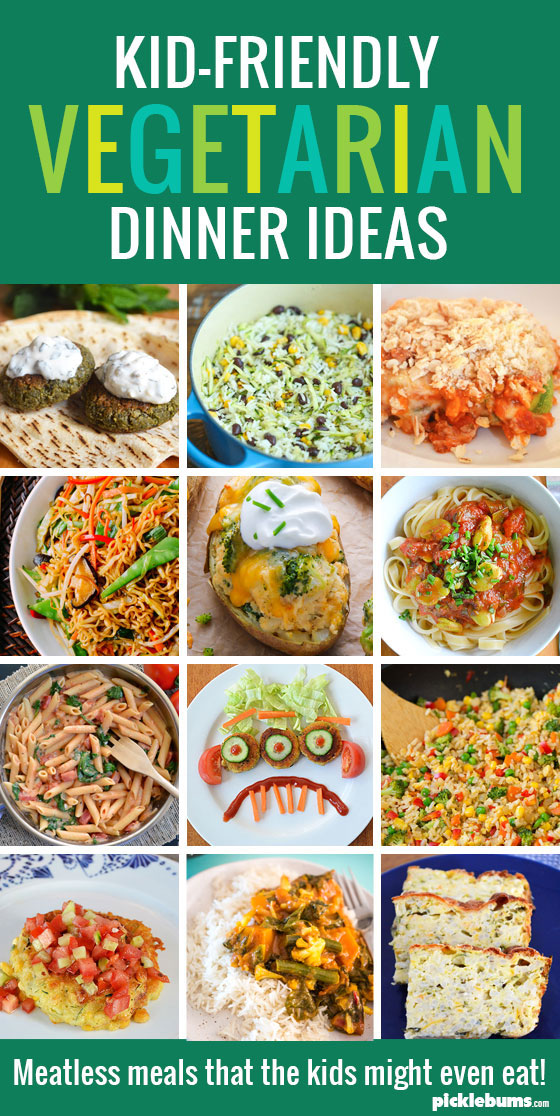 collage of photos of kid friendly vegetarian dinners
