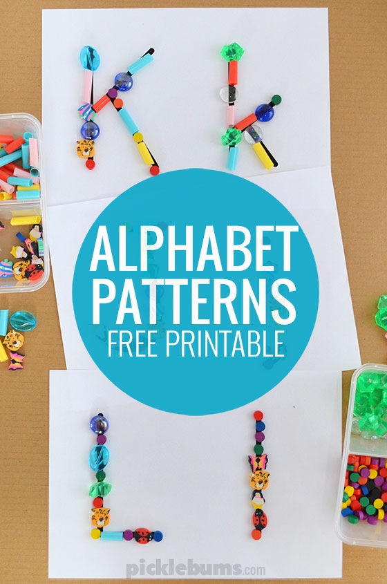 Alphabet Patterns - use our free printable and some loose parts for this hands on letter learning activity
