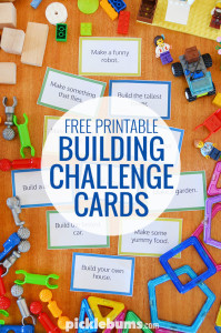 Free printable building challenge cards - great for Legos and all kinds of construction toys