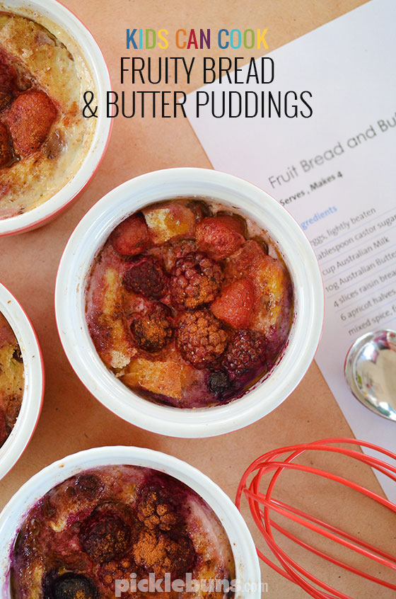 The kids can cook these Fruity Bread and Butter Puddings, they are simple and delicious 