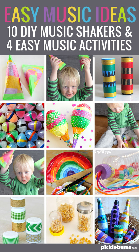 Get musical with your kids - it doesn't have to be hard! Try these 10 DIY music shaker ideas and 4 easy music activities