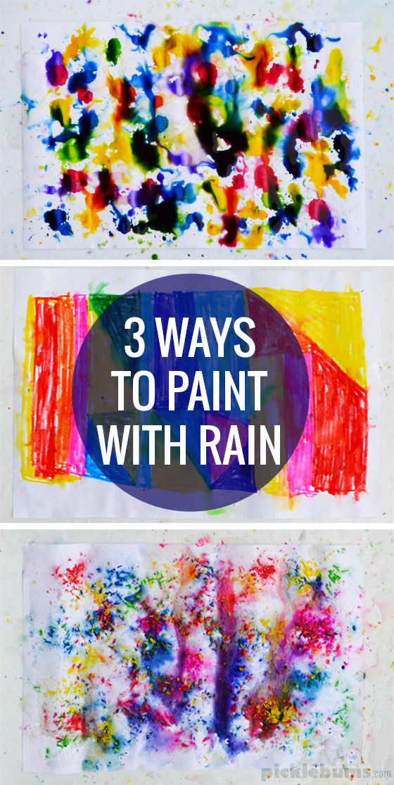 Three ways to paint with rain = try these fun easy rain painting techniques!