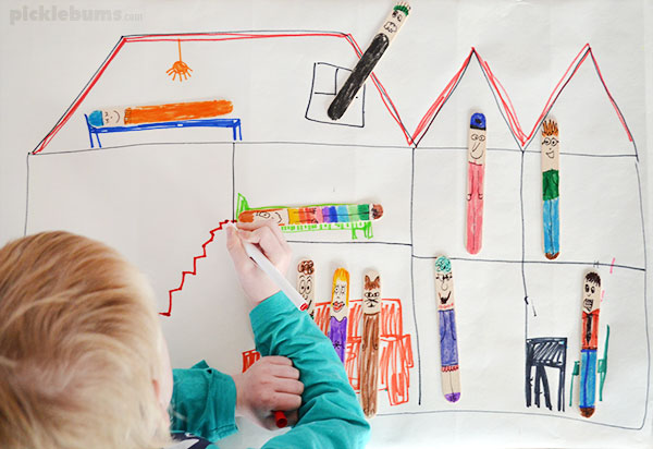 Easy craft stick people - a simple, low-mess creative activity for all ages