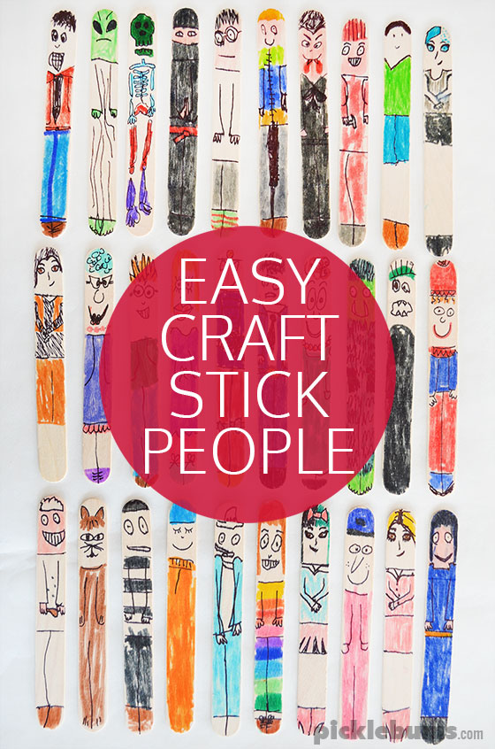 Easy craft stick people - a simple, low-mess creative activity for all ages