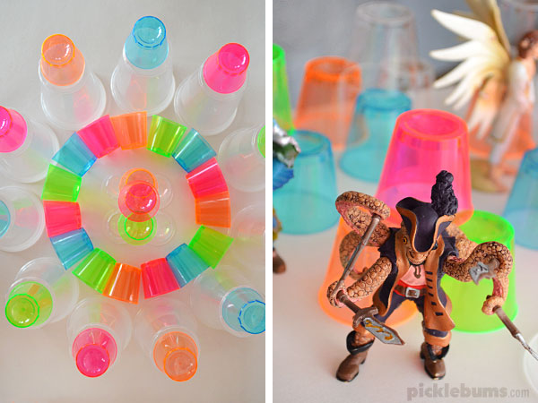 Plastic cup play - lots of ideas for using cheap plastic cups