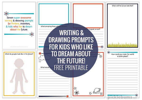 Dreaming of Tomorrowland - Free printable writing and drawing prompts of r kids who like to dream about the future