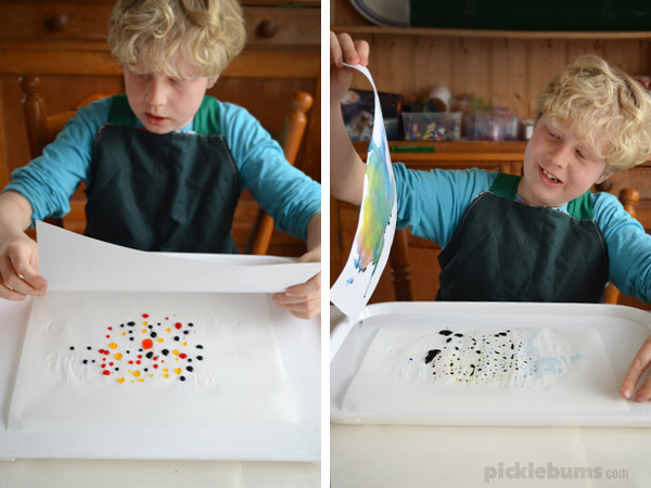 Water Drop Printing - science meets art in this easy process art ativity