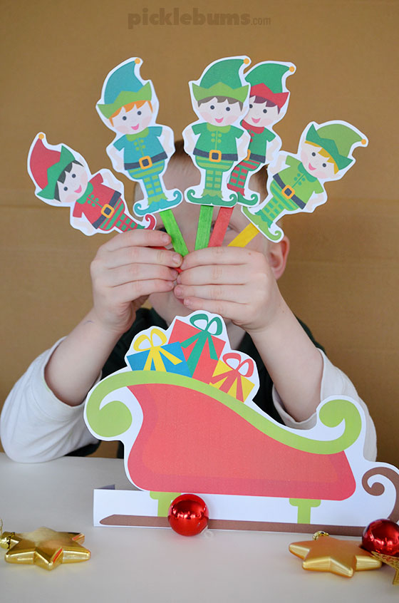 Five Little Elves Song - a Christmas counting song with free printable puppets 