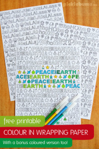 Free printable colour in Christmas wrapping paper - plus bonus coloured versions too!