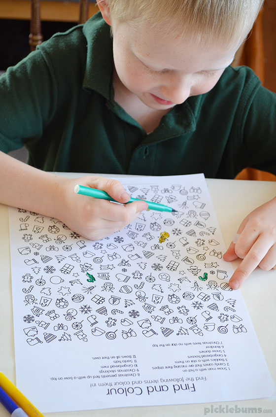 Christmas find and colour - a fun free printable activity 