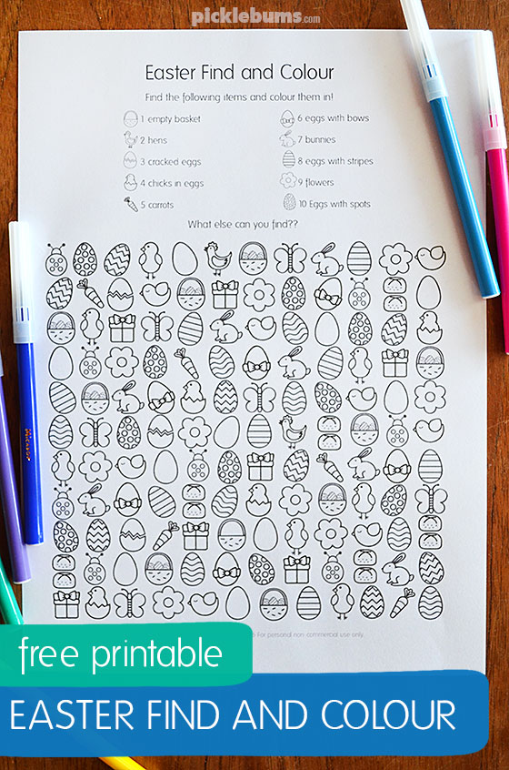 Easter Find and Colour Activity - free printable fun!