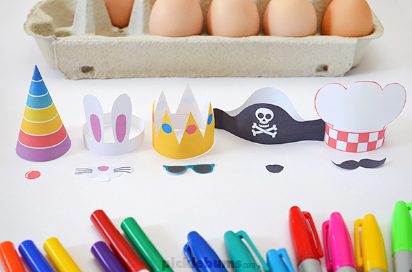Make some easy Easter egg people with our free printable hats and extras 