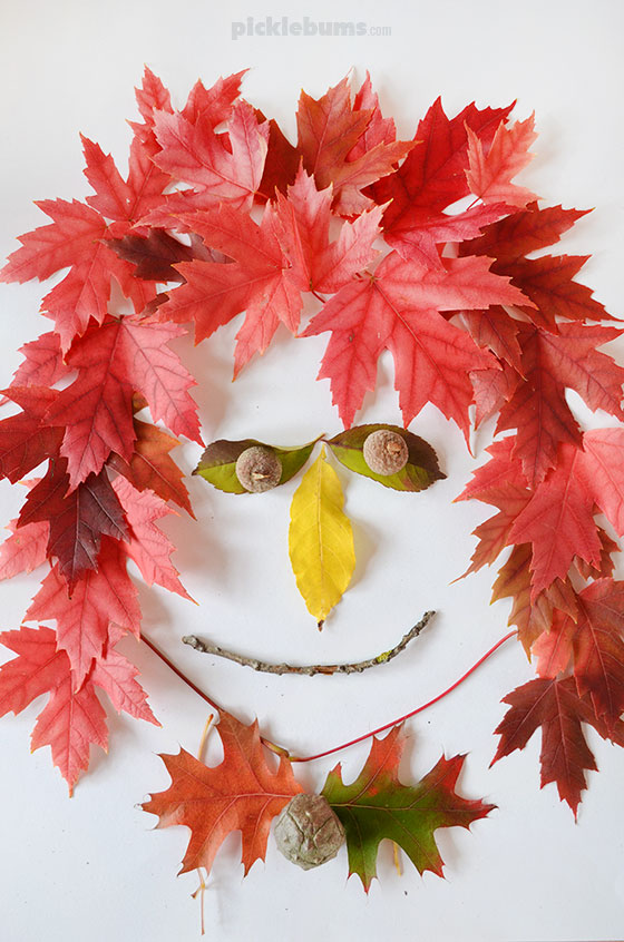 Leaf Faces - An easy, low-mess, nature craft - Picklebums