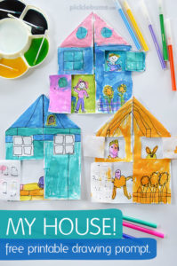 My House drawing prompt - download this free printable and draw your house, with you in it!