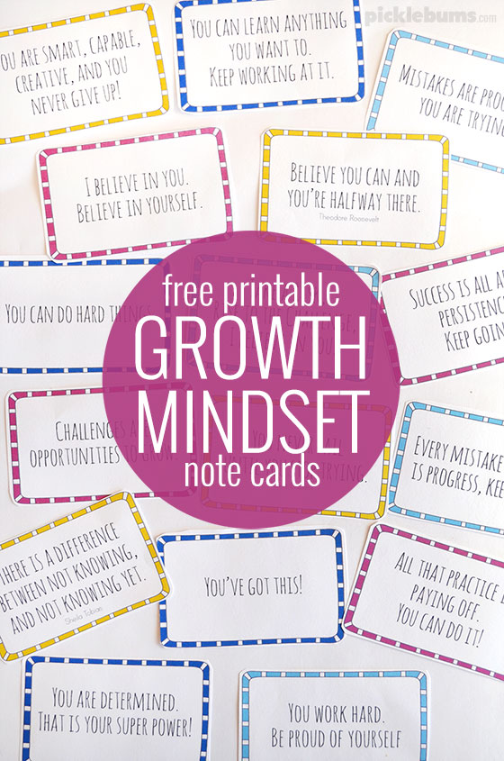 Free printable growth mindset note cards. Help a child who hates maths turn their thinking around.