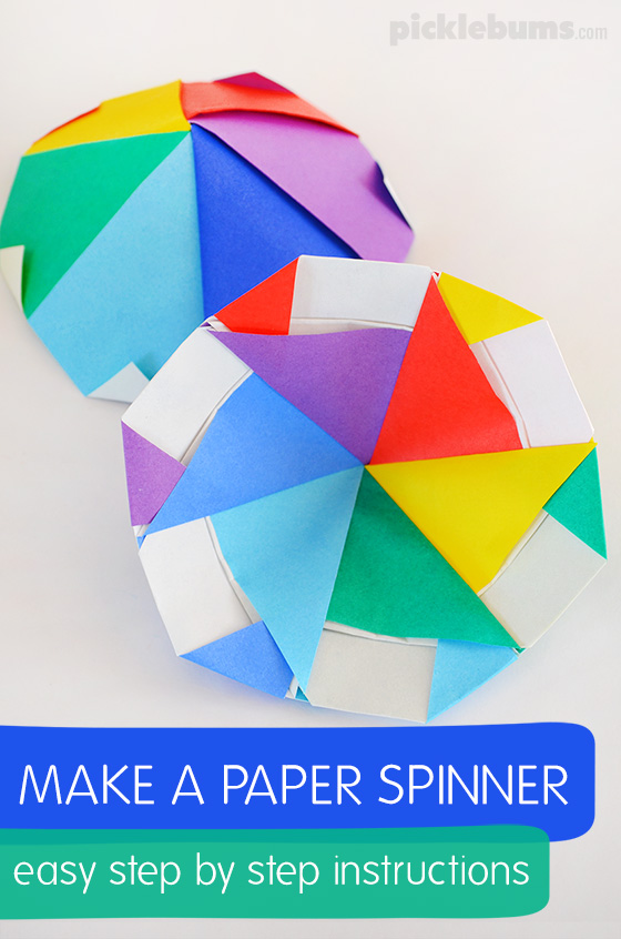 Make a paper spinner - easy step by step instructions to make this cool origami paper spinner. 