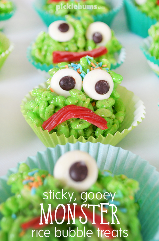 Sticky, gooey, delicious monster rice bubble treats! 