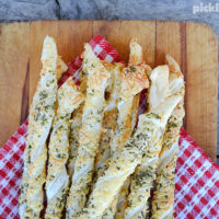 Cheese and herb pastry straws