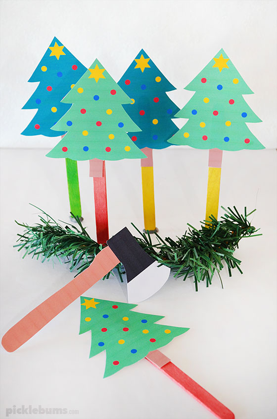 Five Little Christmas trees - a counting song with free printable puppets