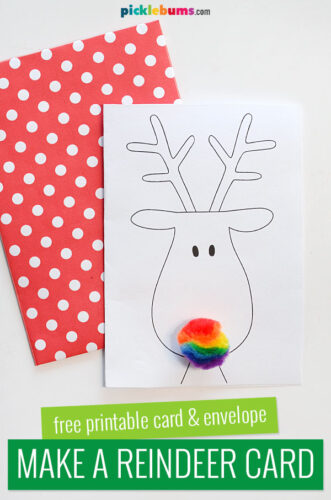 Christmas Reindeer Card Craft Template - free printable - Picklebums