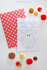 Christmas Reindeer Card Craft Template - free printable - Picklebums