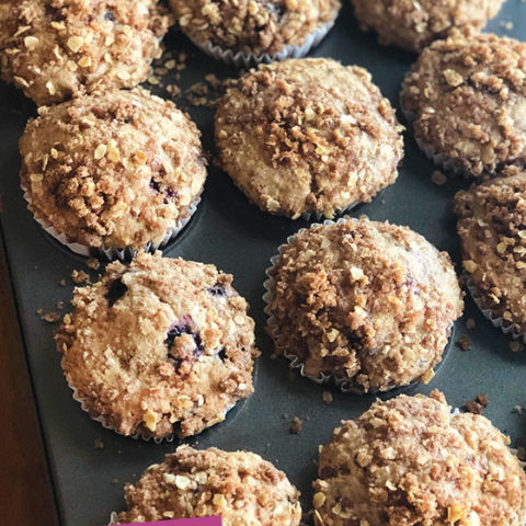 Apple and Blackberry Muffins with streusel topping