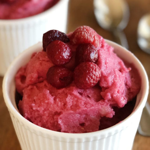 Raspberry and pineapple frozen fruit whip