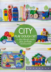 City play set - 6 play dough mats and a page of printable accessories.