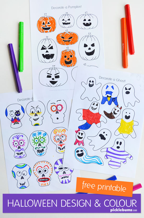 Halloween design and colour pages -  free printable