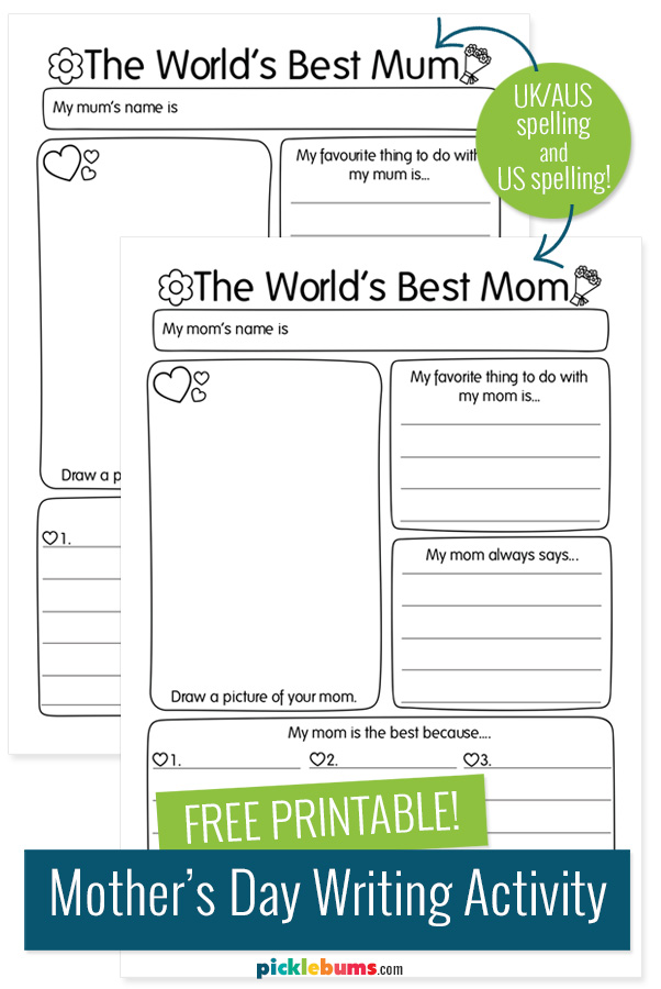 World's Best Mum! Printable Mother's Day Writing Activity Picklebums