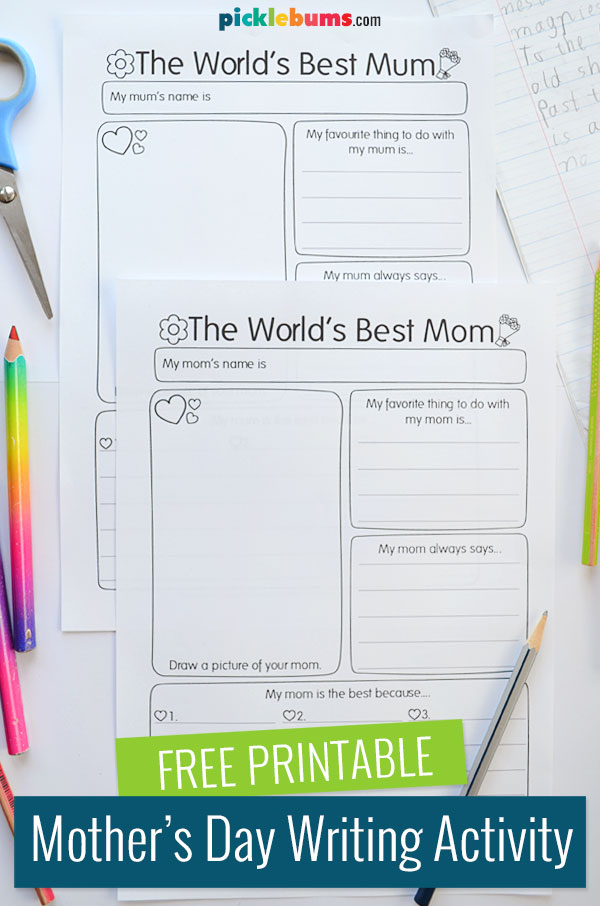 Mother's day writing activity printed worksheets