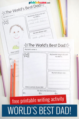 World's best dad printable writing activity pages